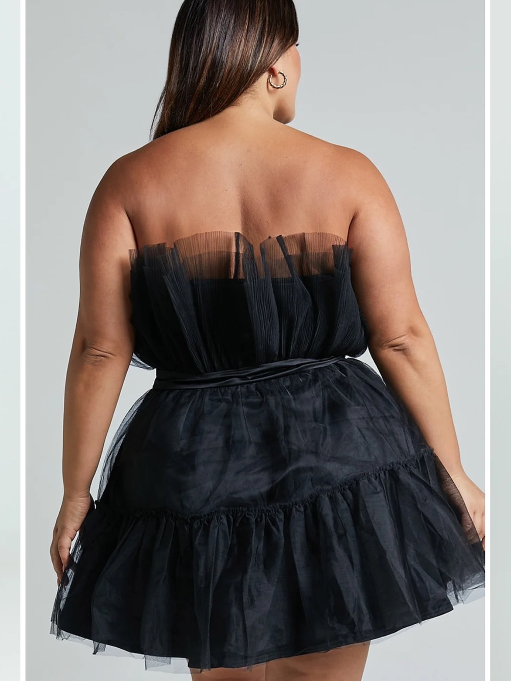 Showpo Amalya Mini Dress Tiered Tulle Fit And Flare Dress In Black - Picture 7 of 15